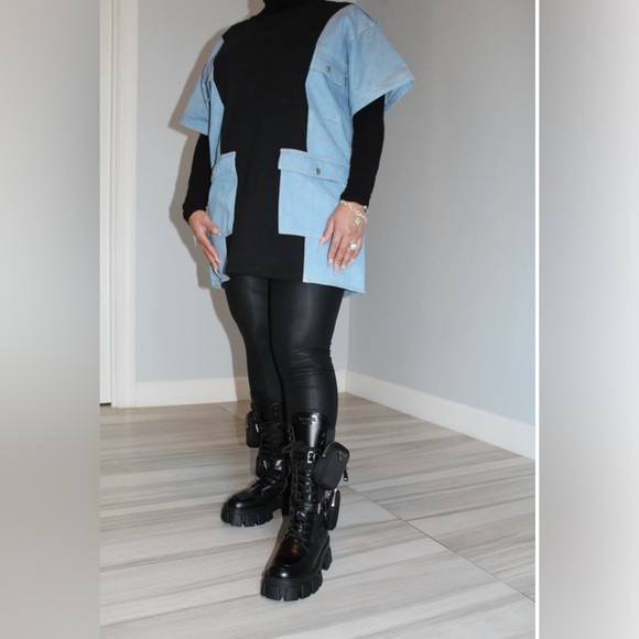 La Ross denim & black dress size medium NWT - Picture 8 of 8